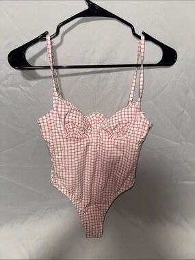 SOLID & STRIPED Pink Gingham One-Piece Swimsuit